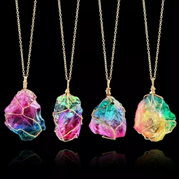🌈Chakra Quartz Rainbow Rock Necklace🌈 - Picture 1 of 2